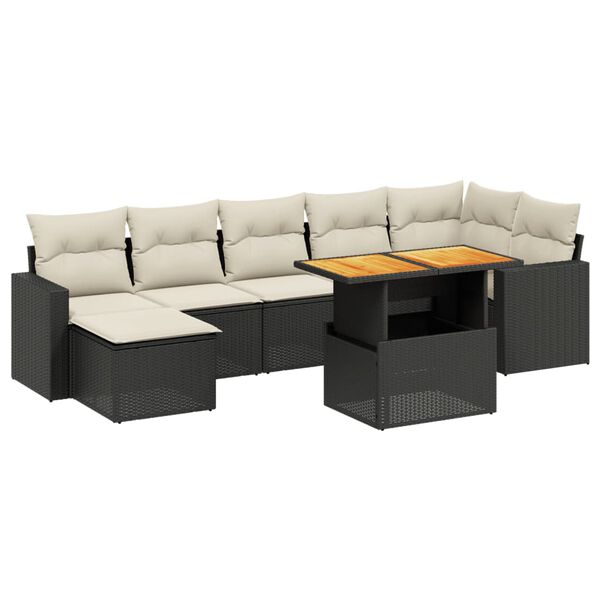 vidaXL 8-delige Loungeset met kussens poly rattan zwart