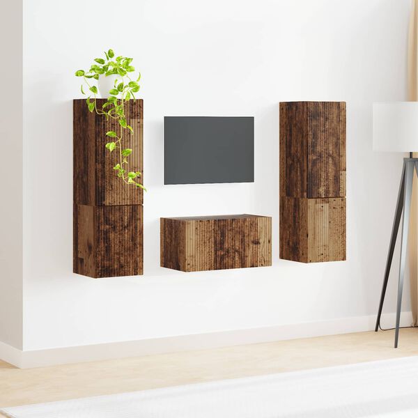 vidaXL Tv-meubelset 5 pcs Oud Hout Bewerkt hout