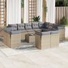 vidaXL 13-delige Loungeset met kussens poly rattan beige