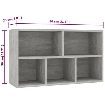 vidaXL Boekenkast/dressoir 50x25x80 cm spaanplaat betongrijs