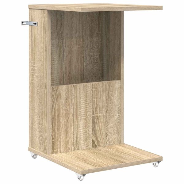vidaXL Bijzettafel met wiel Sonoma Eiken 40 x 35 x 60 cm Bewerkt hout