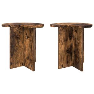 vidaXL Bijzettafel 2 st Gerookt eiken &Oslash; 39 x 38 cm Bewerkt hout