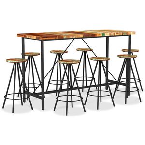 vidaXL 9-delige Barset massief gerecycled hout