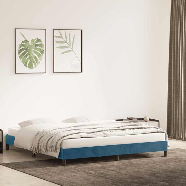 vidaXL Bedframe zonder matras 200x220 cm fluweel donkerblauw