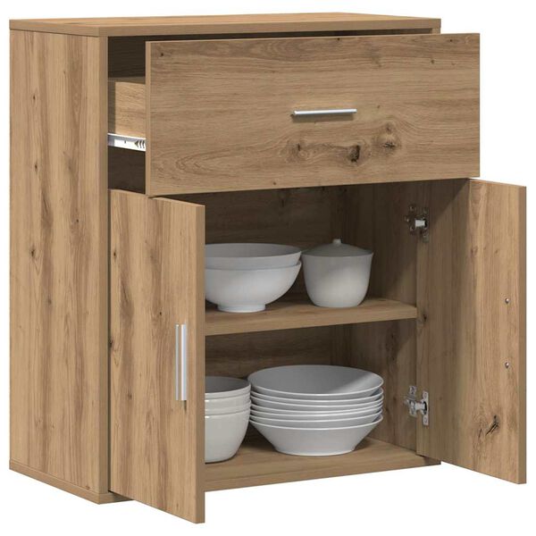 vidaXL Dressoir met lade Artisan Eiken 60 x 31 x 70 cm Bewerkt hout