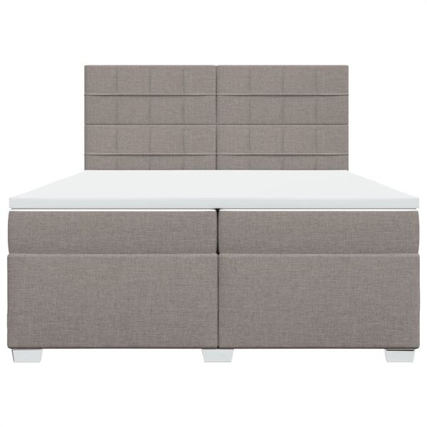 vidaXL Boxspring met matras stof taupe 200x200 cm
