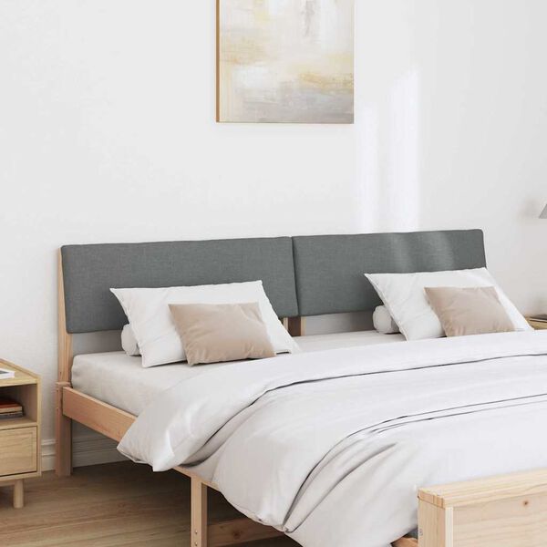 vidaXL Gestoffeerd hoofdbord Donkergrijs 200 cm Massief grenenhout