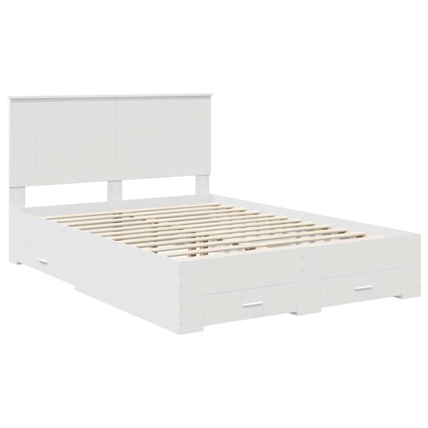 vidaXL Bedframe met hoofdeinde met lade Wit 140 x 190 cm Bewerkt hout