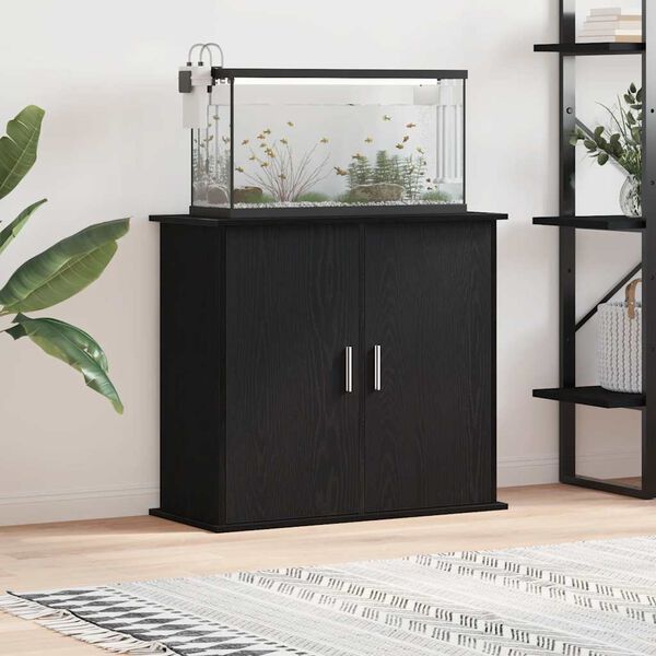 vidaXL Aquariumstandaard Zwart Eiken 81x36x73 cm Bewerkt Hout