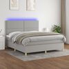 vidaXL Boxspring met matras en LED stof lichtgrijs 180x200 cm