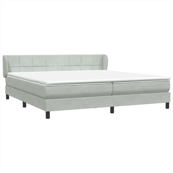 vidaXL Boxspringbed met matrassen 200x220 cm fluweel lichtgrijs