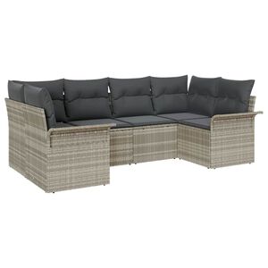 vidaXL Tuin Sofa Set met opslag 6 pcs Lichtgrijs Poly riet