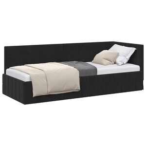 vidaXL Hoekbedframe met hoofdeinde Zwart 80 cm x 200 cm Fluweel