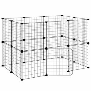 vidaXL Huisdierenkooi met deur 20 panelen 105x70x70 cm staal zwart