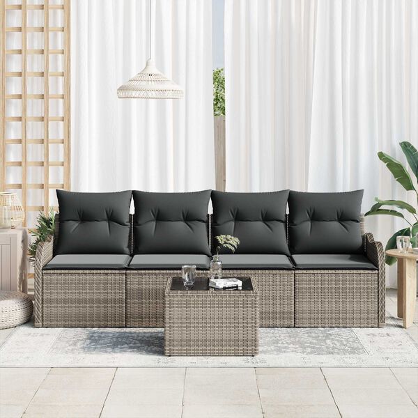 vidaXL Tuin Sofa Set Grijs poly rattan