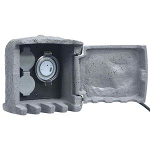 vidaXL Tuinstopcontact 2 ingangen met timer polyresin grijs