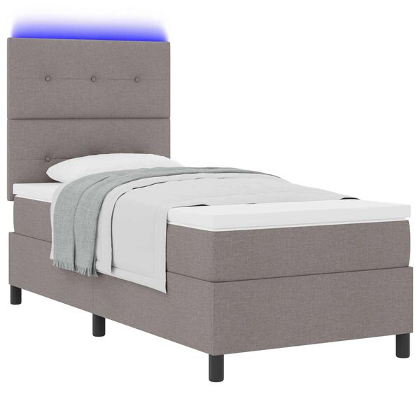 vidaXL Boxspring bed met matras met LED Taupe 80 x 200 cm Stof