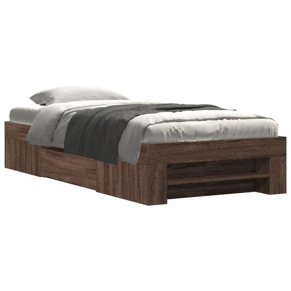vidaXL Bedframe zonder matras bewerkt hout bruin eikenkleur 100x200 cm