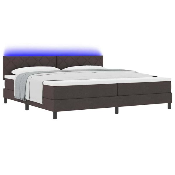 vidaXL Boxspring bed met matras met LED Donkerbruin 200 x 200 cm Stof
