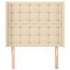 vidaXL Hoofdbord met randen 83x16x118/128 cm stof crèmekleurig