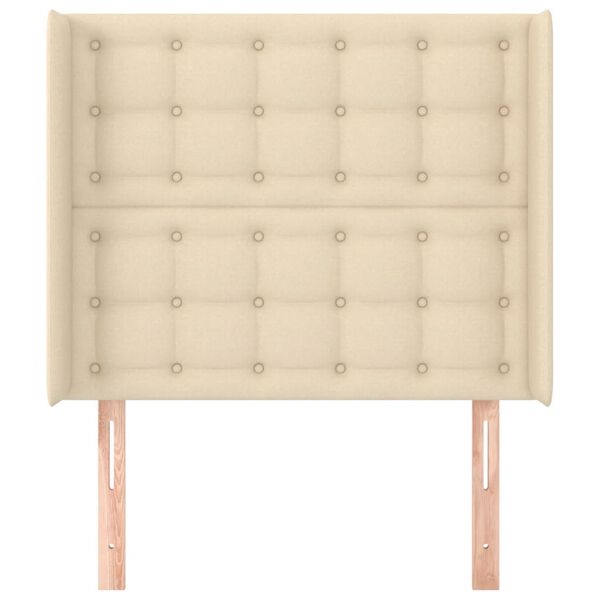 vidaXL Hoofdbord met randen 83x16x118/128 cm stof crèmekleurig