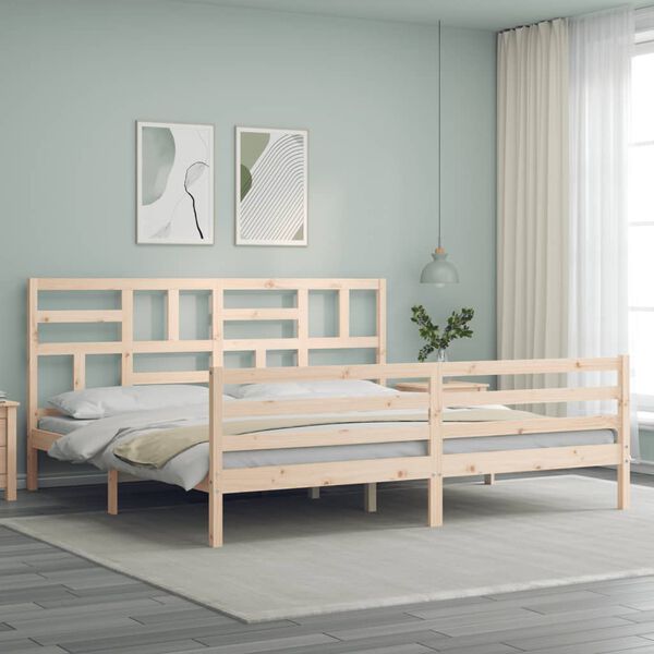 vidaXL Bedframe met hoofdbord massief hout