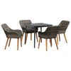vidaXL Tuin eettafelset met kussen 5 pcs Grijs poly rattan