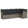 vidaXL 5-delige Loungeset met kussens poly rattan grijs