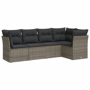 vidaXL 5-delige Loungeset met kussens poly rattan grijs