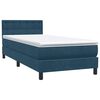 vidaXL Boxspring met matras fluweel donkerblauw 80x210 cm