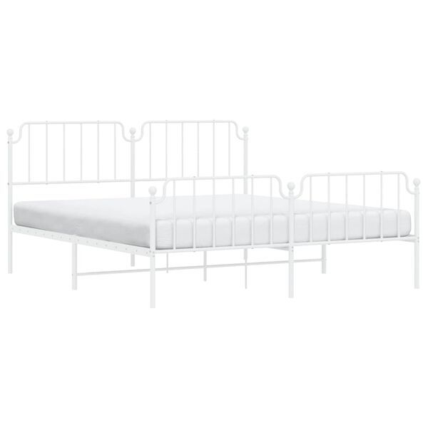 vidaXL Bedframe met hoofd- en voeteneinde&nbsp;metaal wit 183x213 cm