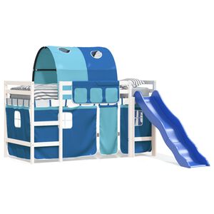 vidaXL Kinderhoogslaper met tunnel 80x200 cm massief grenenhout blauw