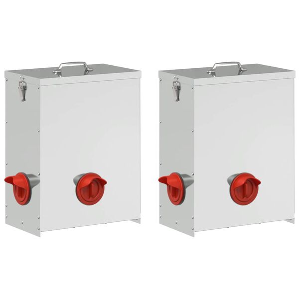 vidaXL Kip voerbak 2 pcs Zilver 32,5 x 20,5 x 43 cm