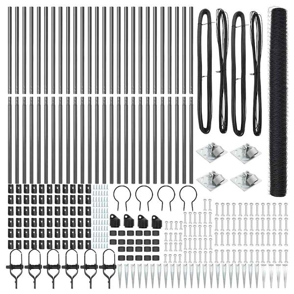 vidaXL Afrasteringspaal Grijs 50 x 1,5 m (36 mm gaas) Staal en PVC