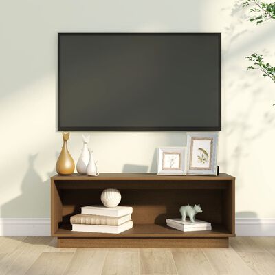 vidaXL Tv-meubel 90x35x35 cm massief grenenhout honingbruin