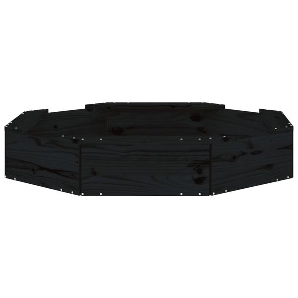 vidaXL Zandbak met bankjes achthoekig massief grenenhout zwart