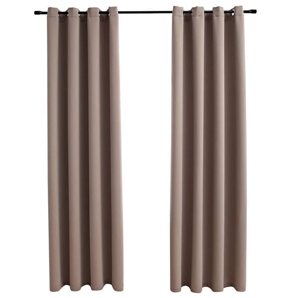 vidaXL Gordijn verduisterend met metalen ringen 2 st 140x175 cm taupe