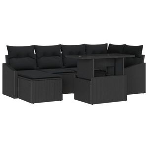 vidaXL Tuin Sofa Set 7 st Zwart poly rattan