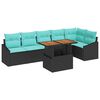 vidaXL Tuin Eetset met kussen 7 pcs Zwart en Blauwgroen