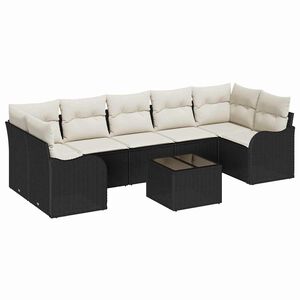 vidaXL Tuin Sofa Set 8 st 7-Aantal zitplaatsen Zwart poly rattan
