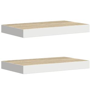 vidaXL Wandschappen zwevend 2 st 50x23x3,8 cm MDF eikenkleurig en wit