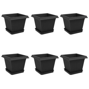 vidaXL Plantenpotten 6 pcs Zwart 20 x 20 x 16 cm Kunststof