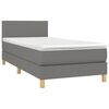 vidaXL Boxspring met matras en LED stof donkergrijs 90x190 cm