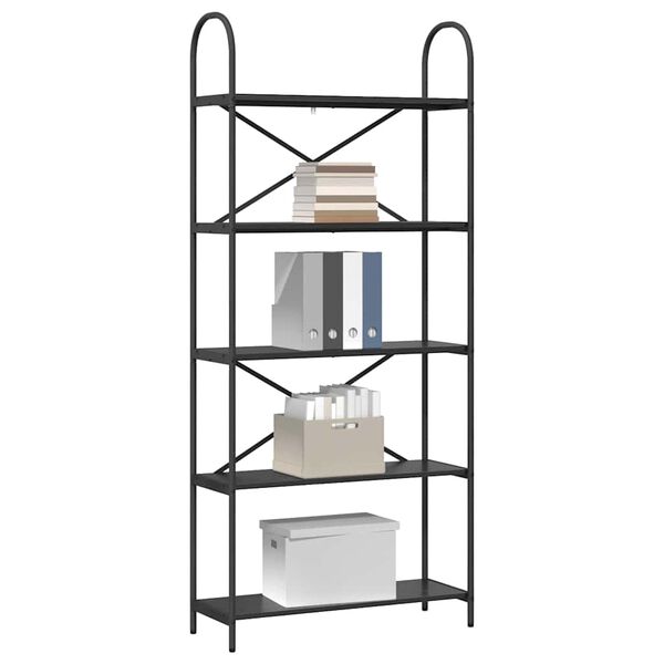 vidaXL Boekenkast Zwart Eiken 80 x 30 x 183 cm Bewerkt hout