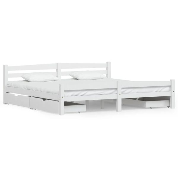 vidaXL Bedframe met 4 lades massief grenenhout wit 200x200 cm
