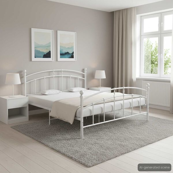vidaXL Bedframe metaal wit 140x200 cm