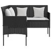 vidaXL Loungebank met kussens L-vormig poly rattan zwart
