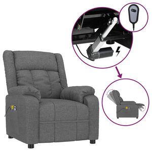 vidaXL Massagestoel elektrisch stof donkergrijs