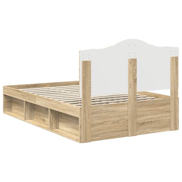 vidaXL Bedframe Sonoma Eiken 135 x 190 cm Massief grenenhout