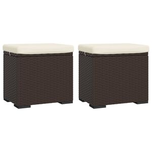 vidaXL Hockers met kussens 2 st 40x30x40 cm poly rattan bruin